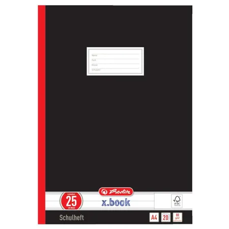 Herlitz Oberschulhefte DIN A4, 20 Blatt, Lin. 25, liniert mit Rand, 5 Stück