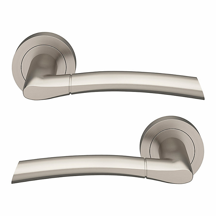 Ensemble poignée sur rosace rond à visser GoodHome Hirel effet nickel satin gris Ø50mm