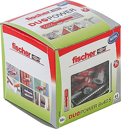 Cheville Duopower + vis big pack 8X40, 50 pièces