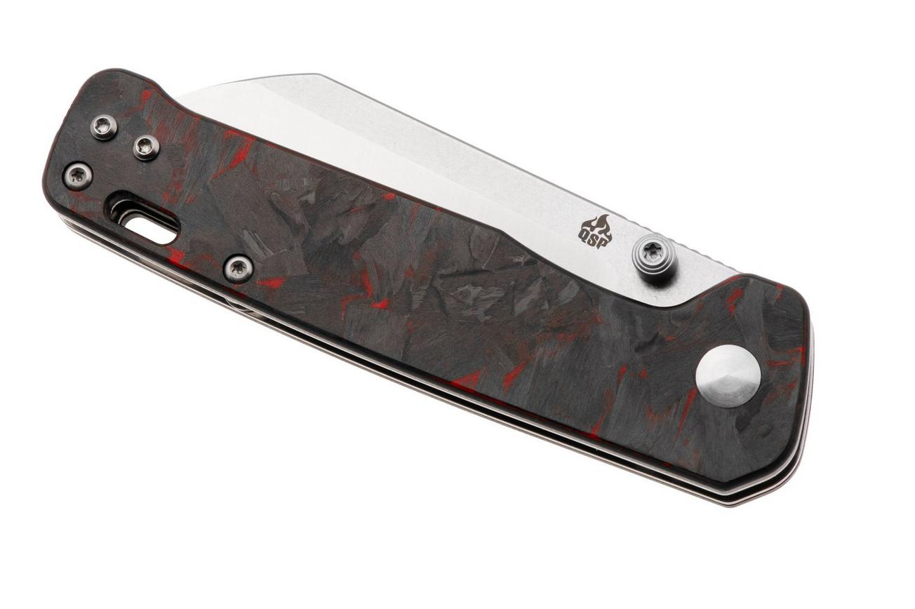QSP Knife Penguin V2 QS130V2-F1 Two-Tone D2, G10 Shredded Carbon Overlay, zakmes