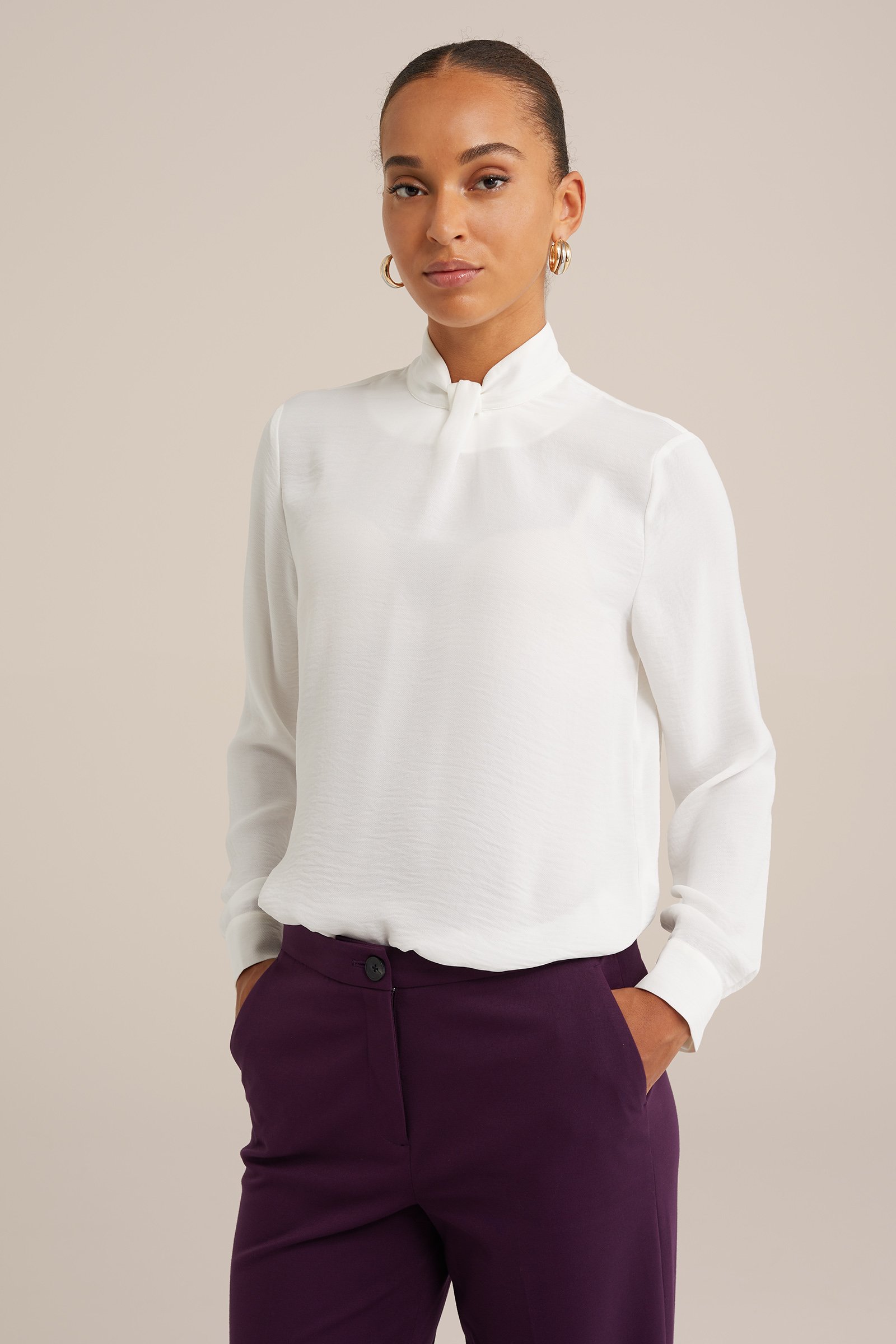 blouse met plooidetail WE Fashion Wit