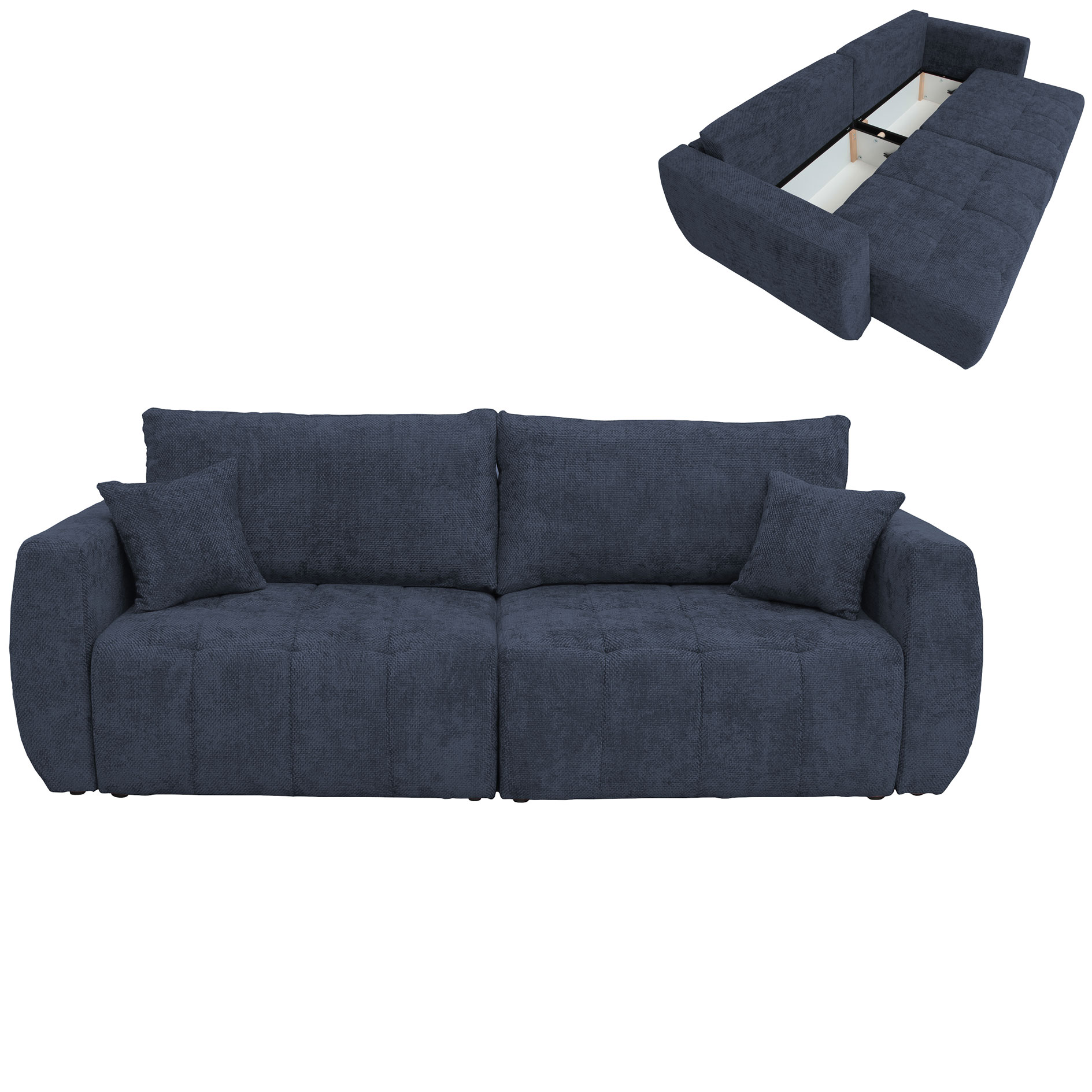 Big Sofa - deepblue - mit Staukasten und Liegefunktion - 245 cm