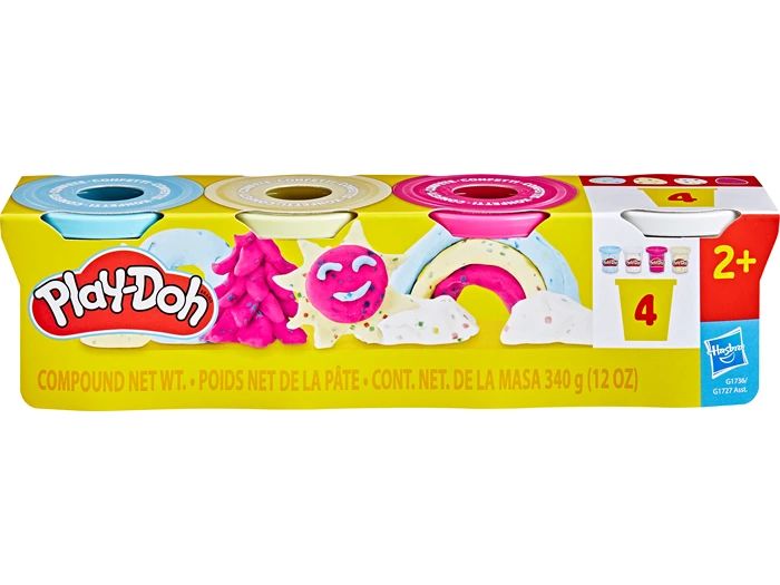 Play-Doh Knetmasse 4er Pack Konfetti Bunte Kreativität mit Überraschungseffekt für kleine Künstler