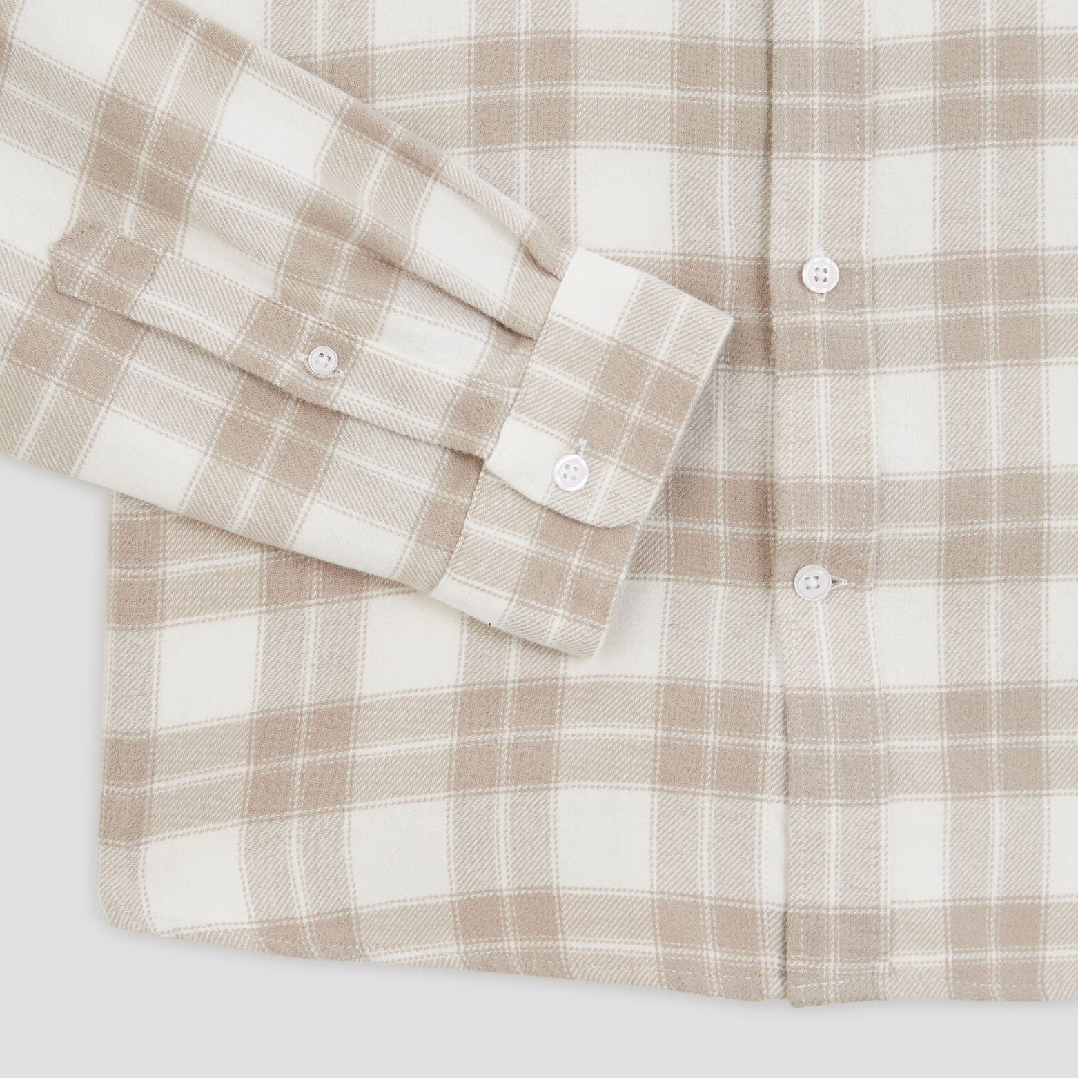 Chemise regular carreaux coton recyclé flanelle Ecru
