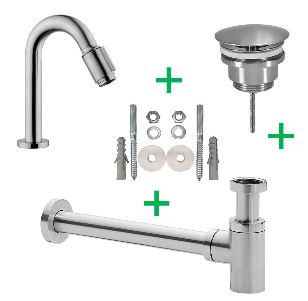Mueller Round fonteinkraanset RVS