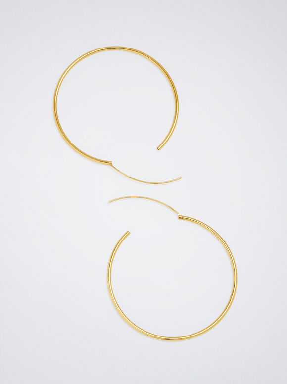 Brincos de argola longos em prata de lei 925 - Dourado
