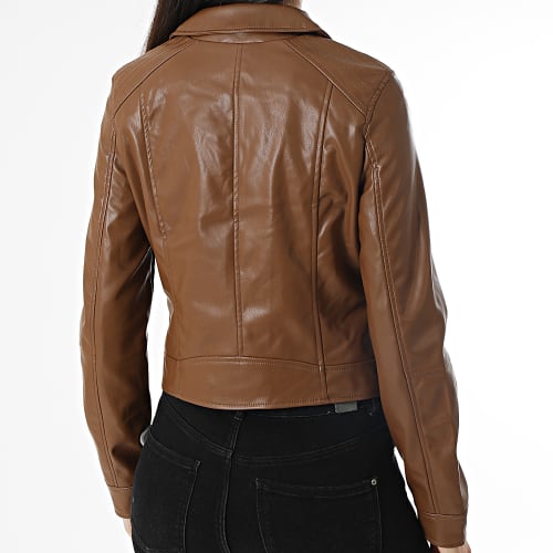 Veste Biker Crop Femme Bella Annabel Marron