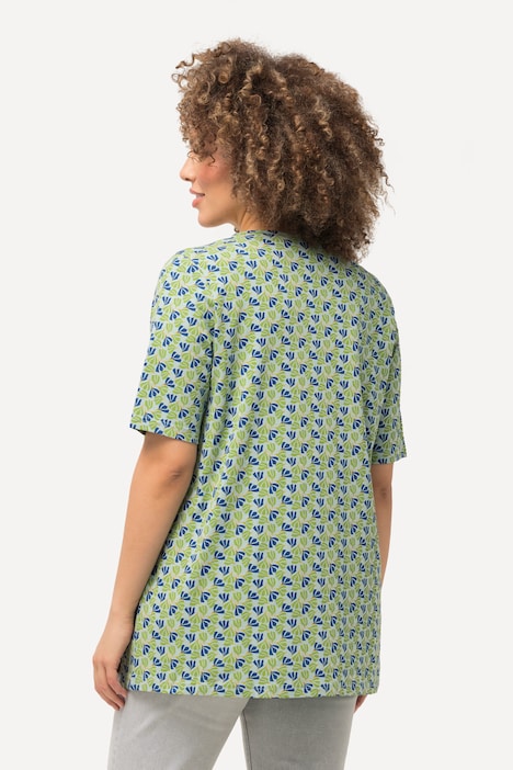 T-Shirt, Zierfalten, A-Linie, V-Ausschnitt, Halbarm