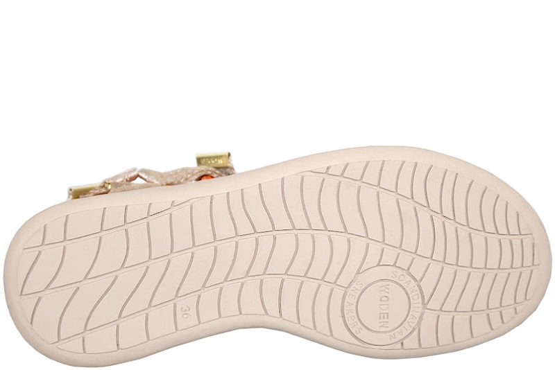 WODEN LINE NEON ORANGE SANDAL I BEIGE TEKSTIL