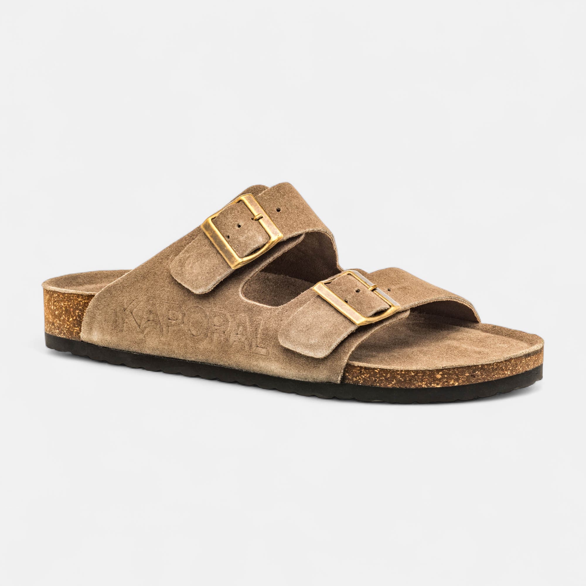 Mules semelle liège Homme en cuir beige
