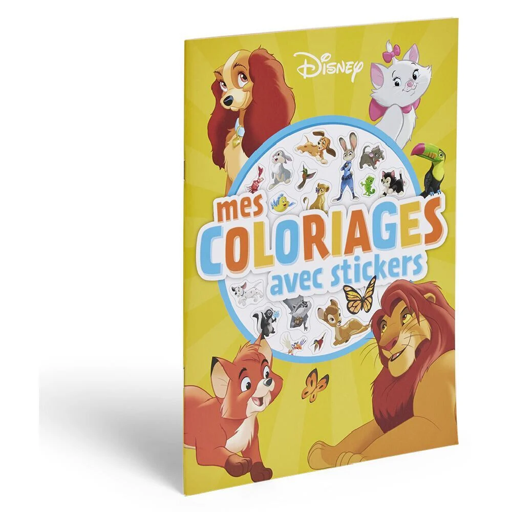 Cahier de coloriage Disney avec stickers - Animaux