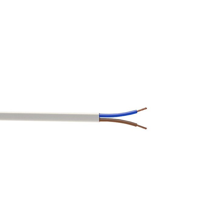 Câble 2X0,75 mm² H03VVH2F blanc couronne 5m