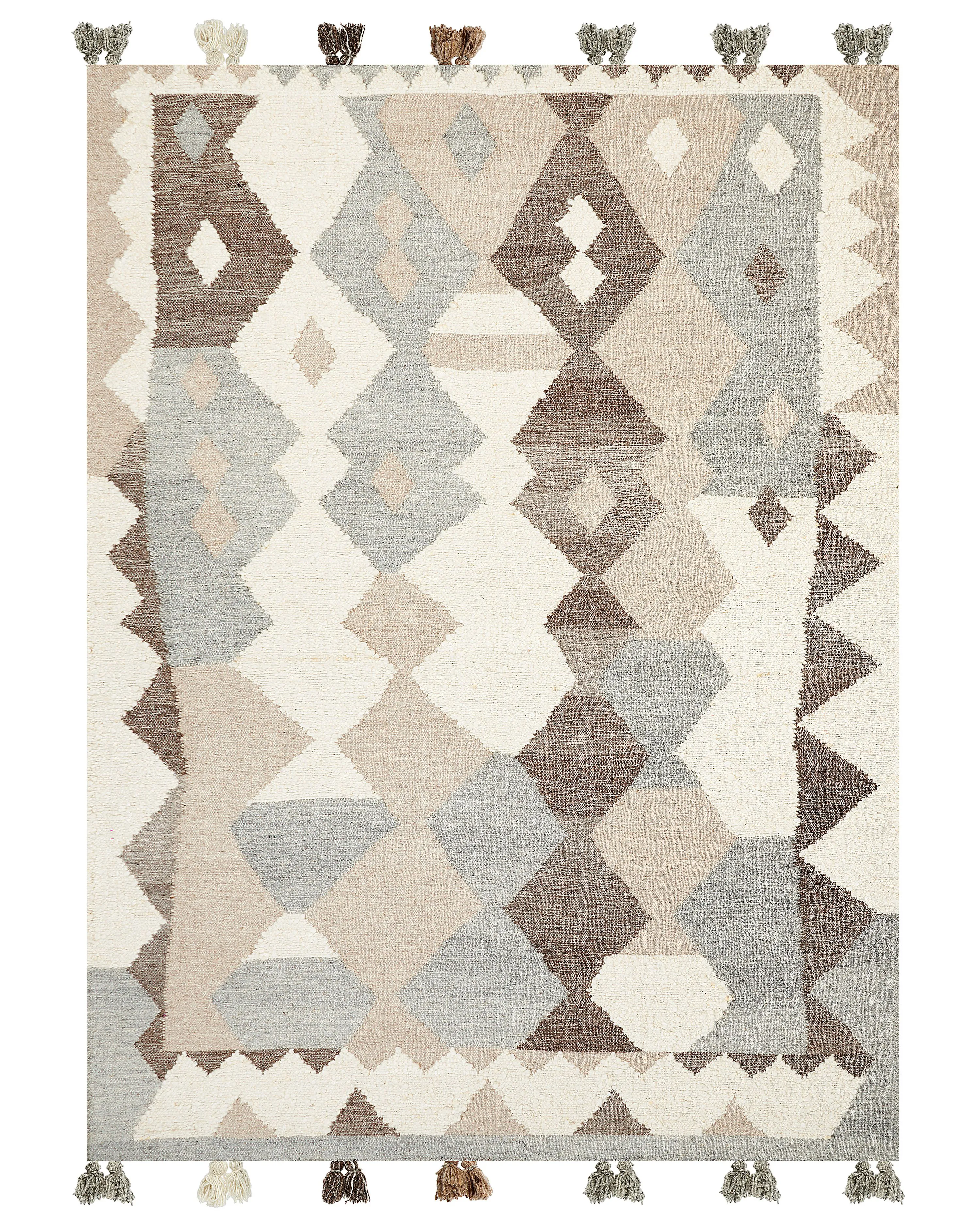 Vloerkleed ARALEZ Beige 160 x 230 cm Wol Kelim
