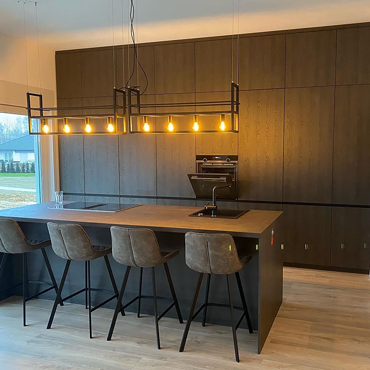 Smart hanglamp zwart met rek incl. 4 Wifi A60 - Cage Rack