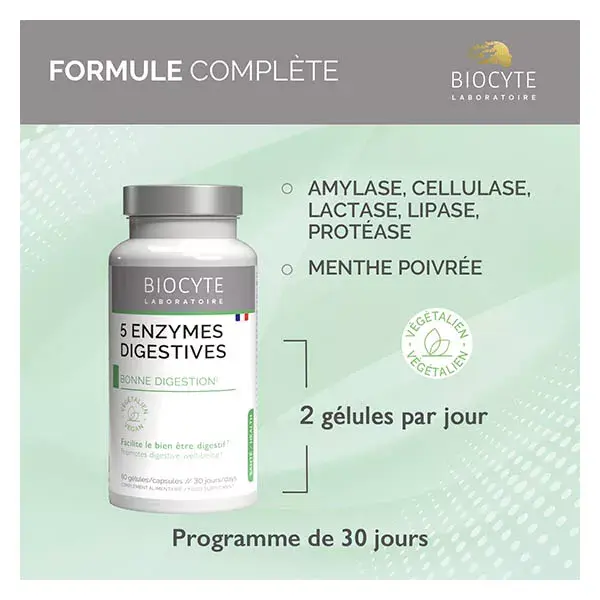 Biocyte 5 Enzimas Digestivas para uma Boa Digestão 60 Cápsulas