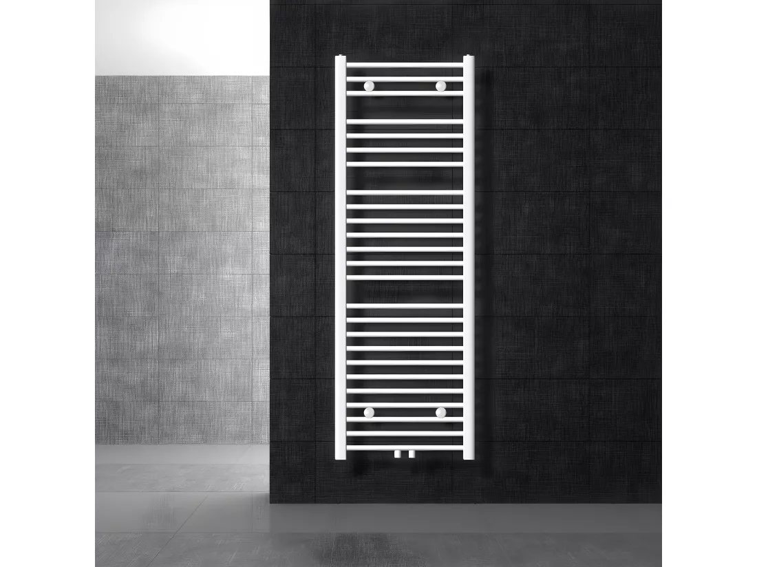 Radiateur sèche-serviette salle de bain droite blanc connexion central 50x150 cm