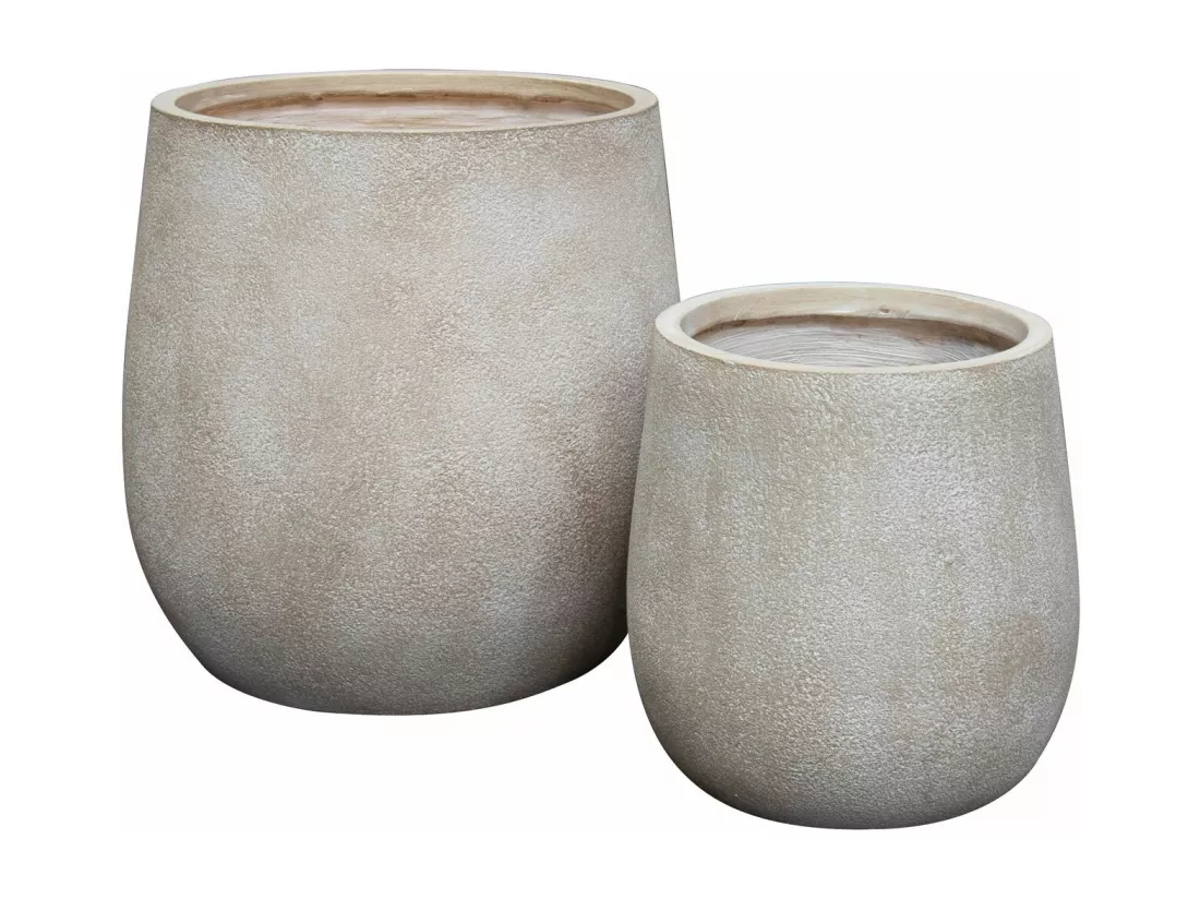 Now's Home - Set De 2 Pots Rond En Fibre D'argile Couleur Sable 32 Et 44cm