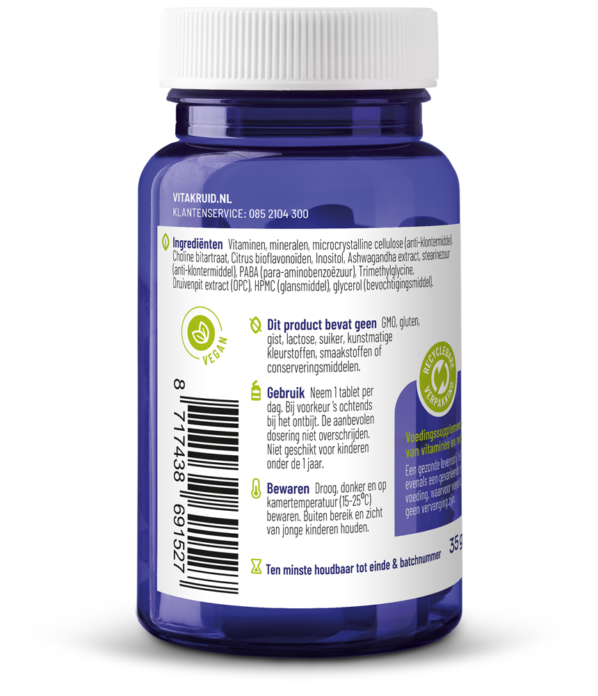 Vitakruid Multi Dag Man 100% Vegan (30 tabletten)