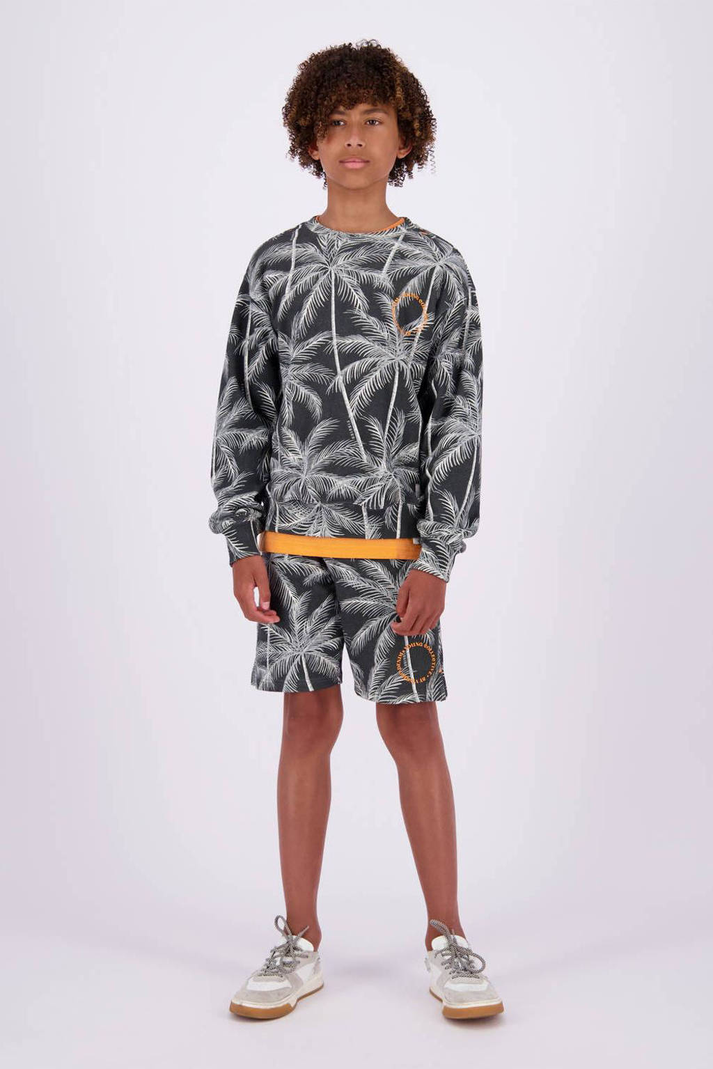 Vingino sweater Nintas met all over print grijs/ecru