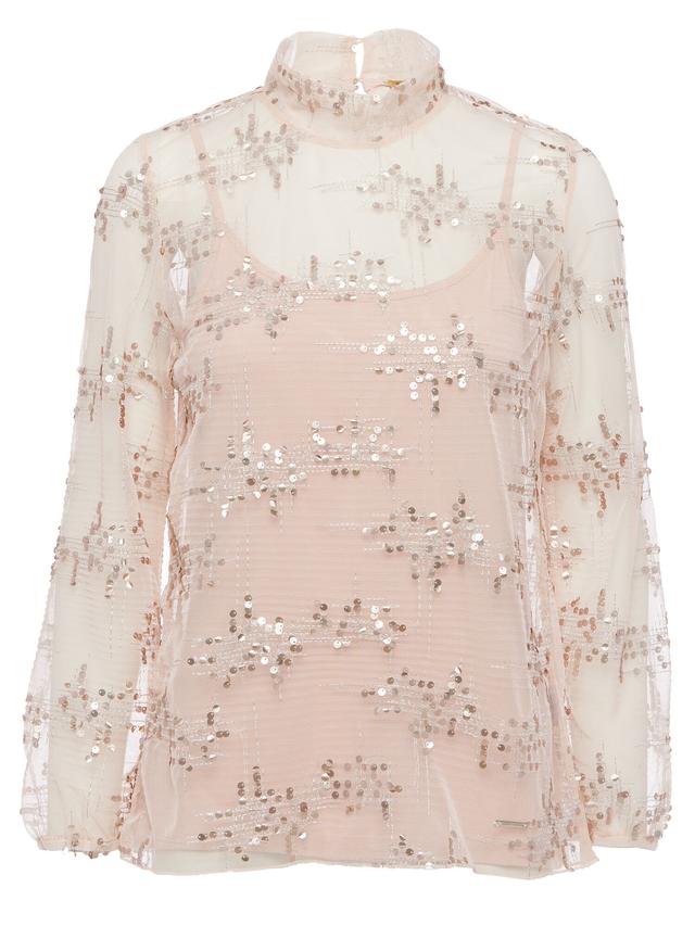 Blusenshirt Mesh mit Pailletten