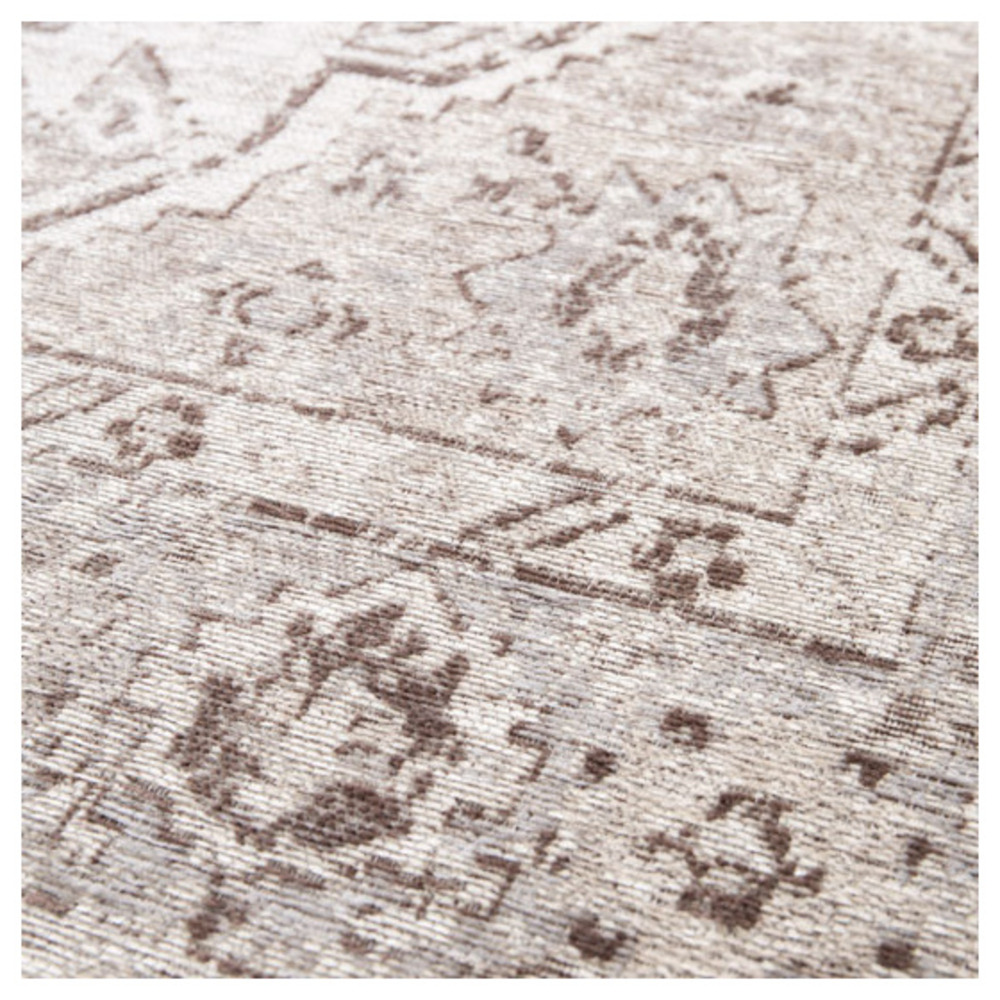 Tapis à motif oriental en tissus chenille recyclé - yanis - gris et brun - 120 x 170 cm