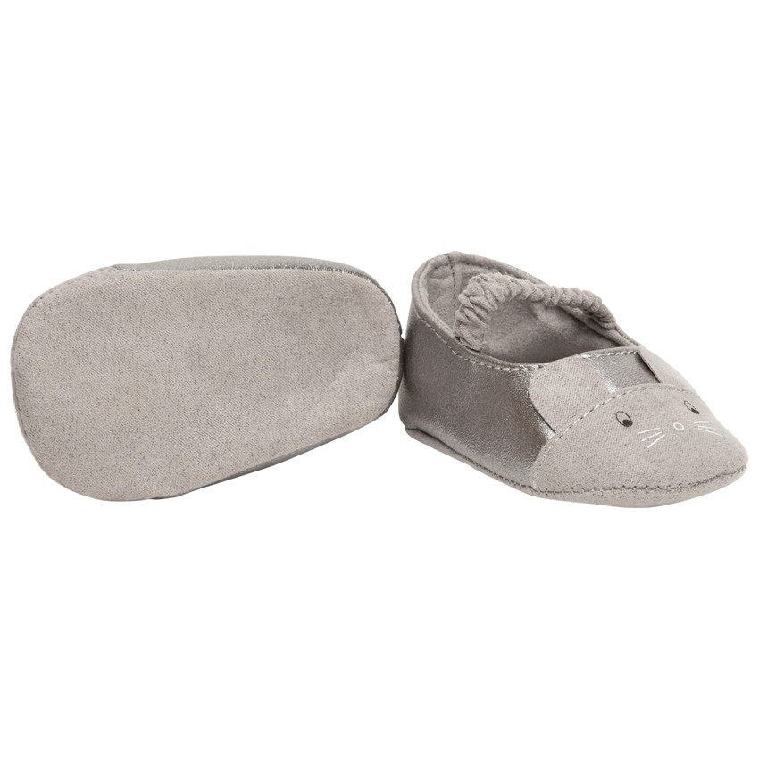 Babies souples argentées motif souris pour bébé fille