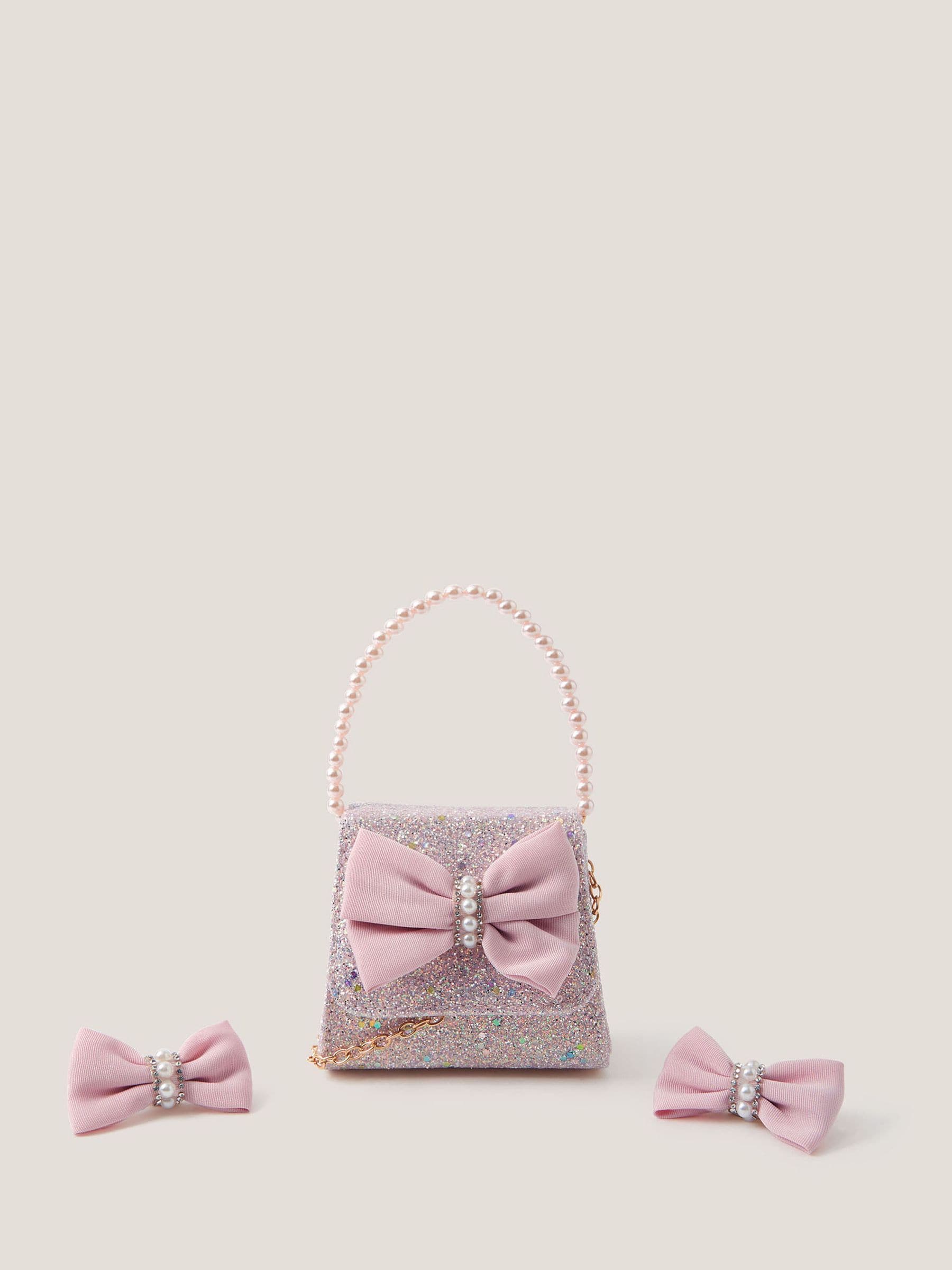 Monsoon Bow Glitter Bag & Hair Clips Set