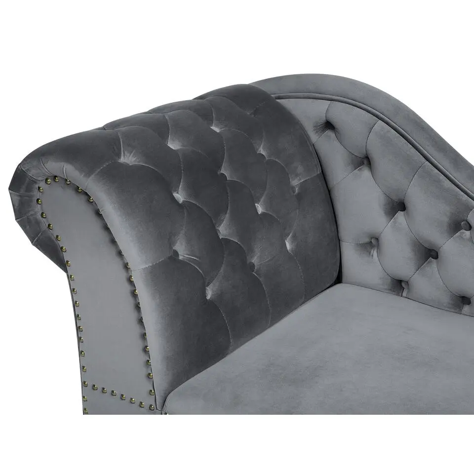 NIMES - Chaise longue - Grijs - Linkerzijde - Fluweel