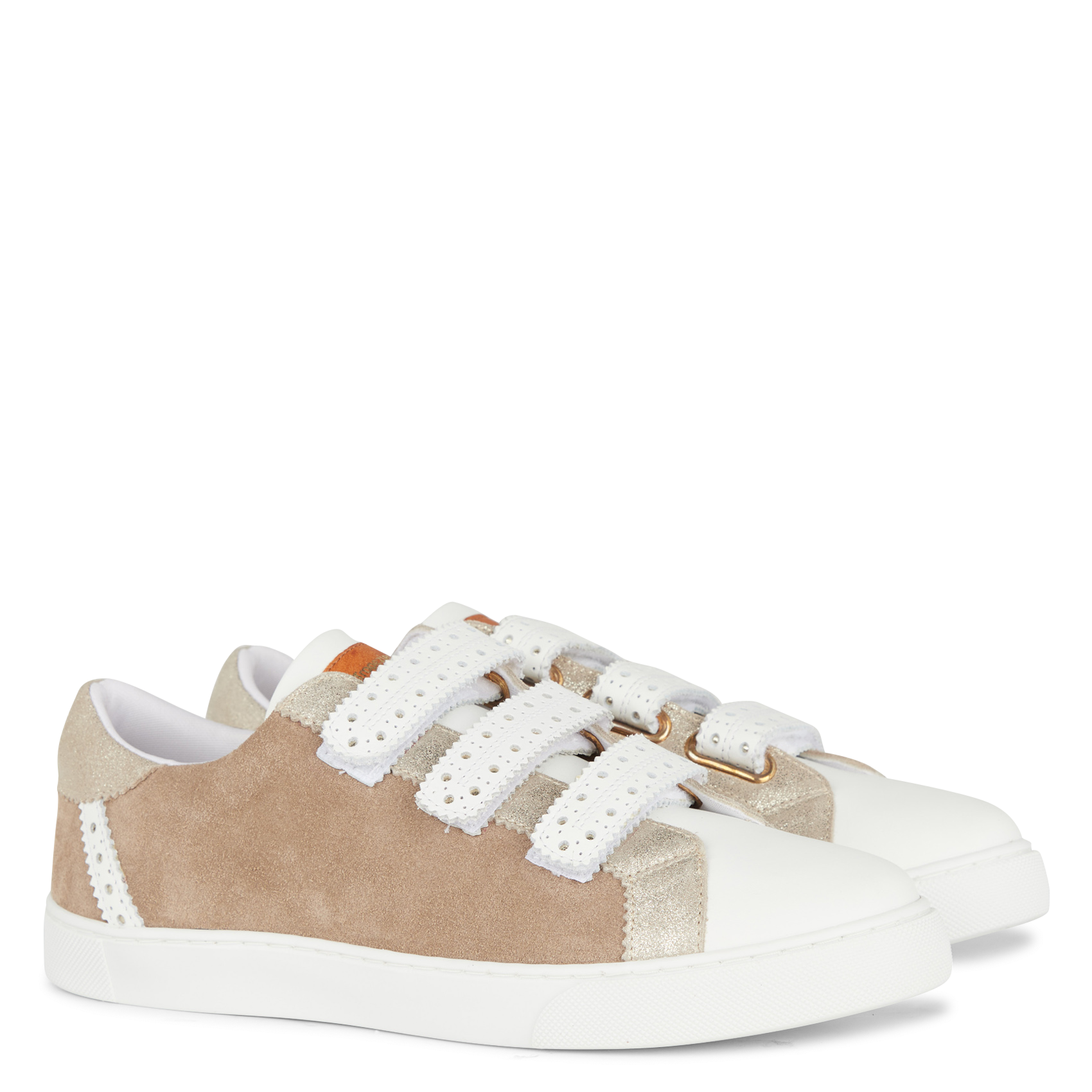 SUZAK - Baskets basses en cuir velours | Beige