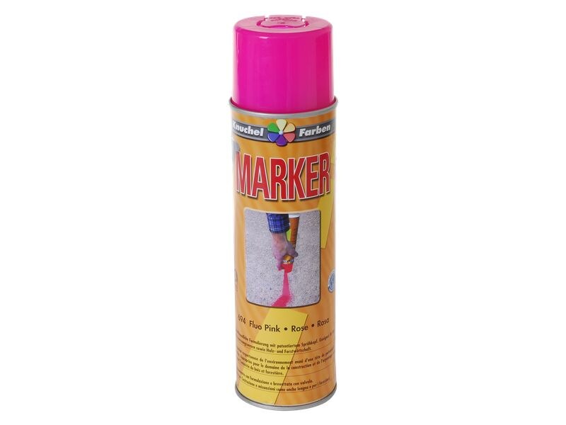 Knuchel Markierspray Marker 500 ml Pink fluoreszent Sprühfarbe für Markierungen auf der Baustelle