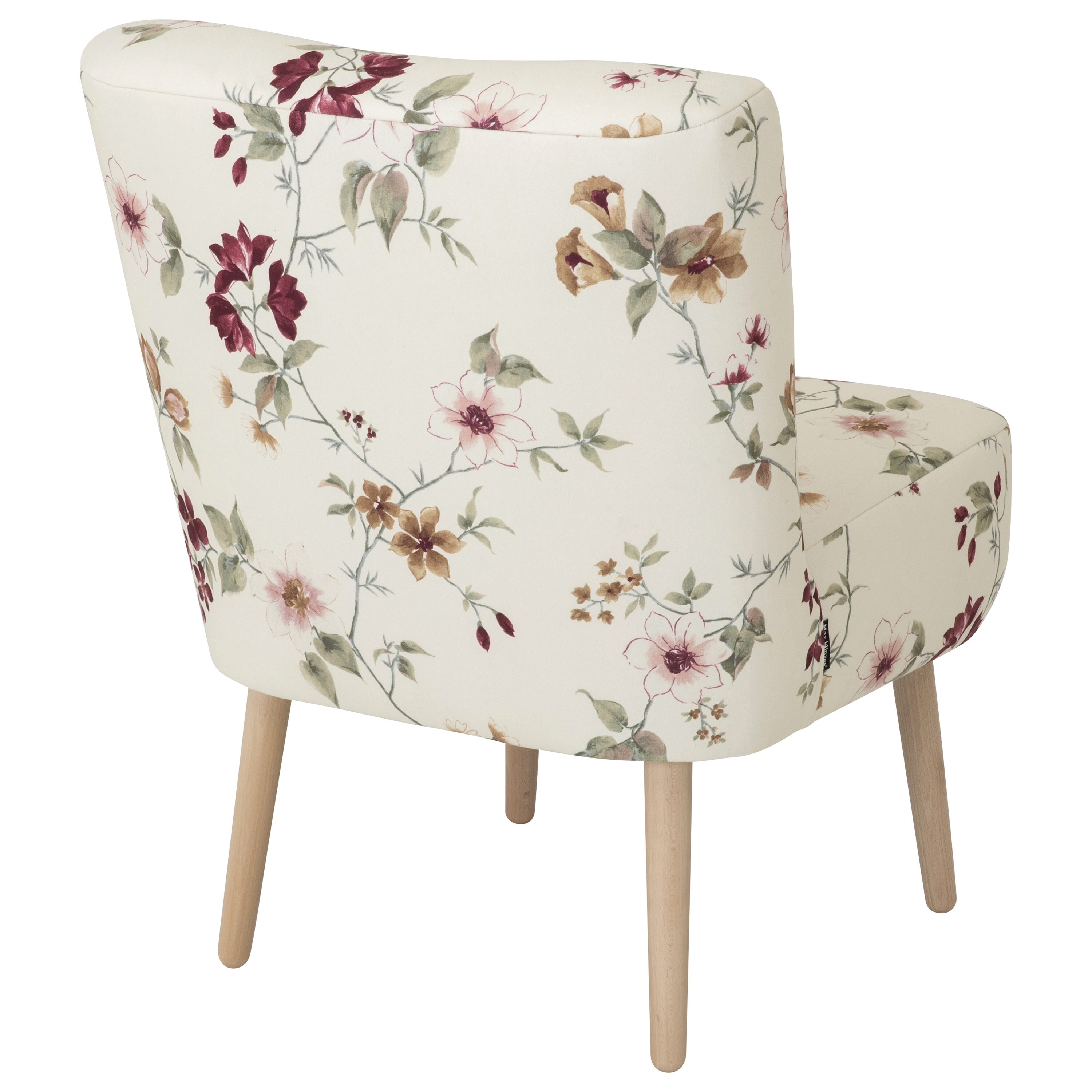 lovingHome® Sessel Fiola floral Blume Polstersessel Stuhl Relaxsessel Füße Buche natur mittlere Sitzhärte