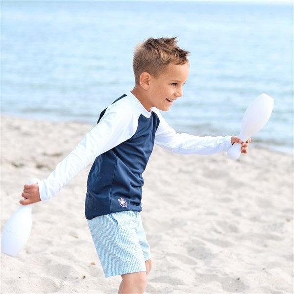 Køb Petit Crabe Blue/White Raglan UV Badebluse