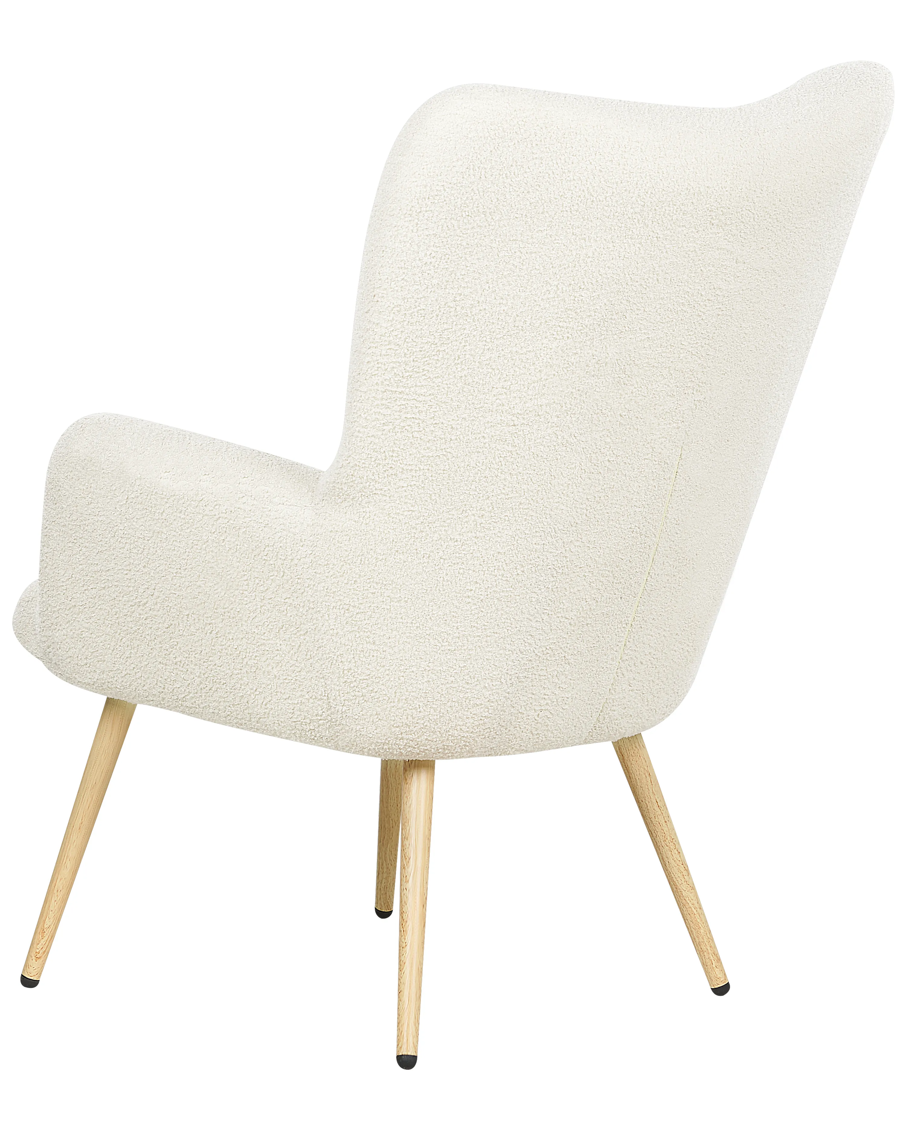 Oorfauteuil VEJLE met voetenbank Bouclé Gebroken wit