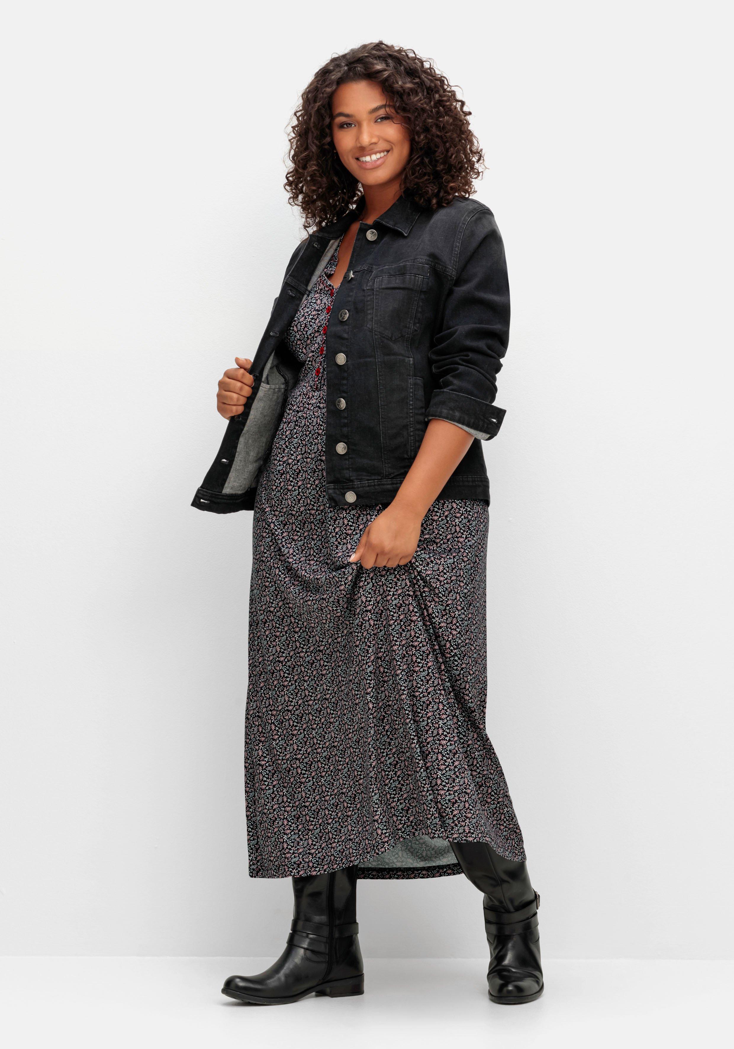 Jerseykleid mit Minimalprint und Kontrastknöpfen