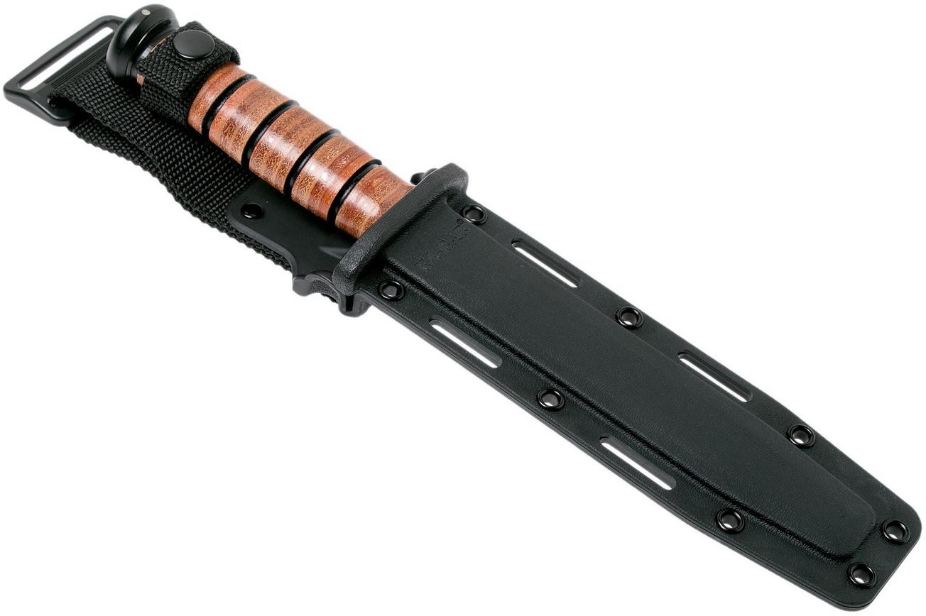 KA-BAR USMC 5018 deels gekarteld, leer, kunststof foedraal