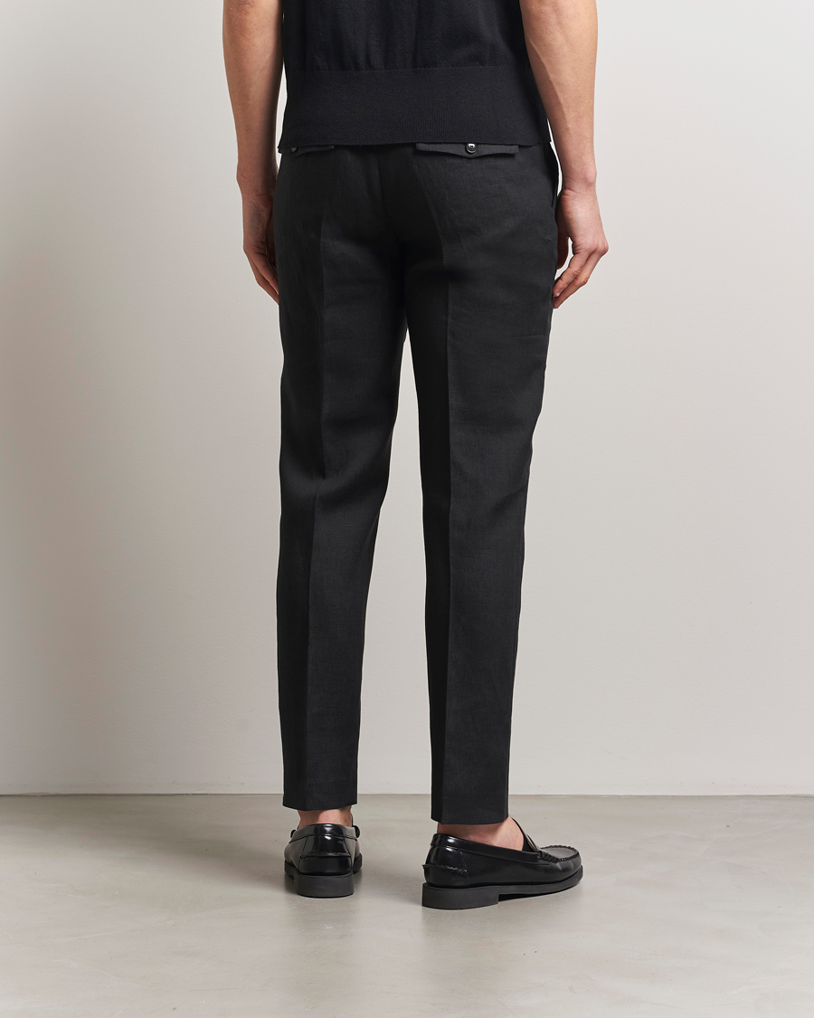 Tiger of Sweden Tannen Linen Drawstring Trousers Black
