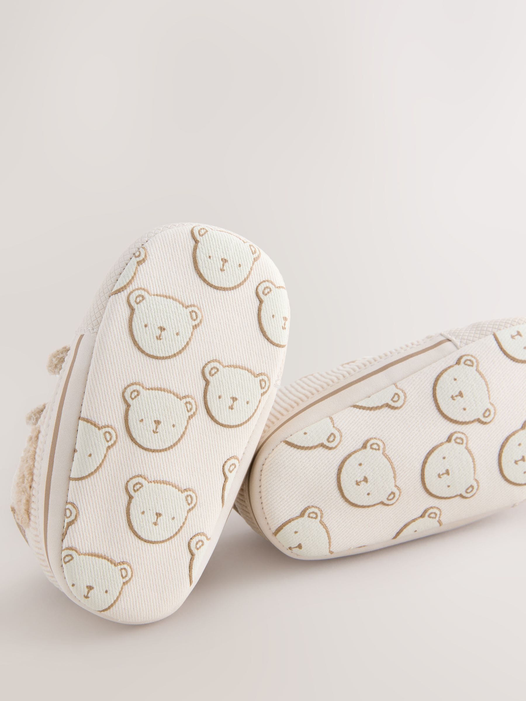 Neutraal met beren - Babysneakers met klittenbandsluiting (0-2mnd)