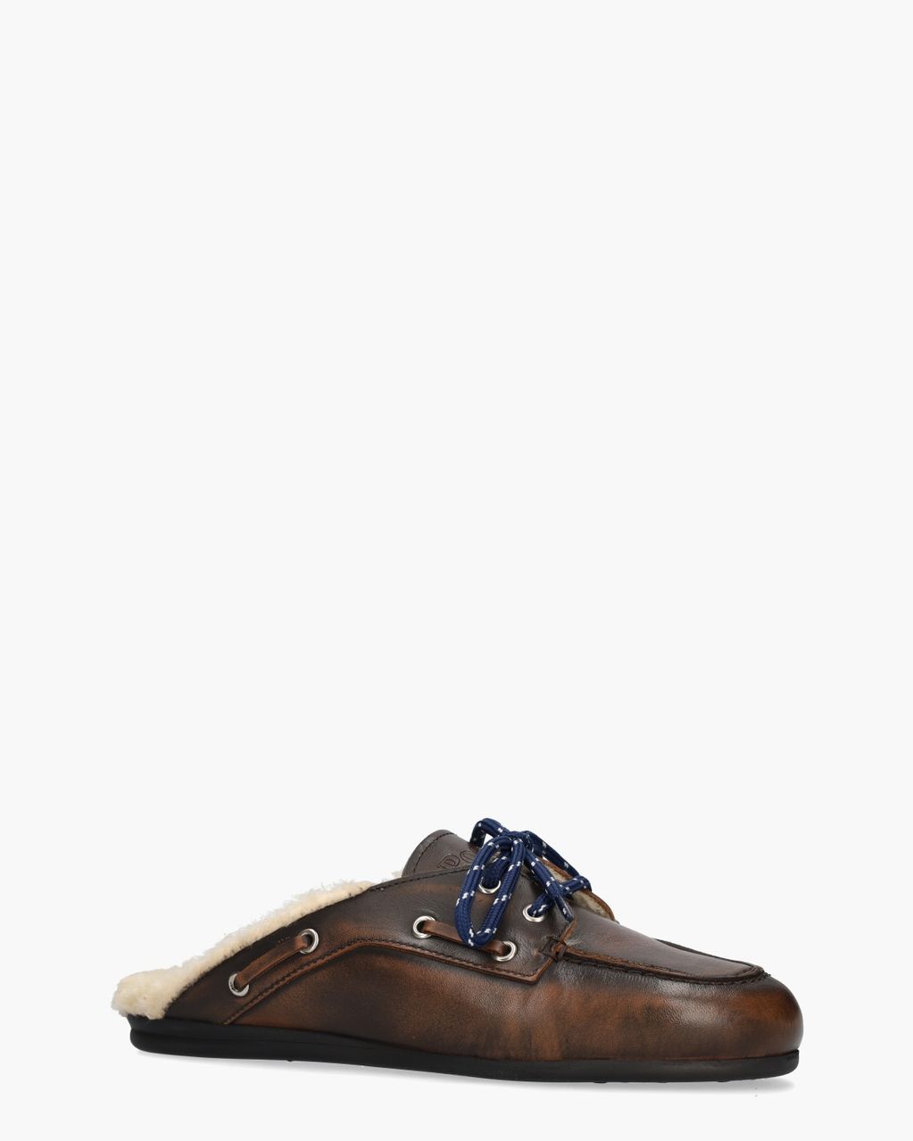 Posa Boat Loafer Mule Fur Donkerbruin Damesslippers
