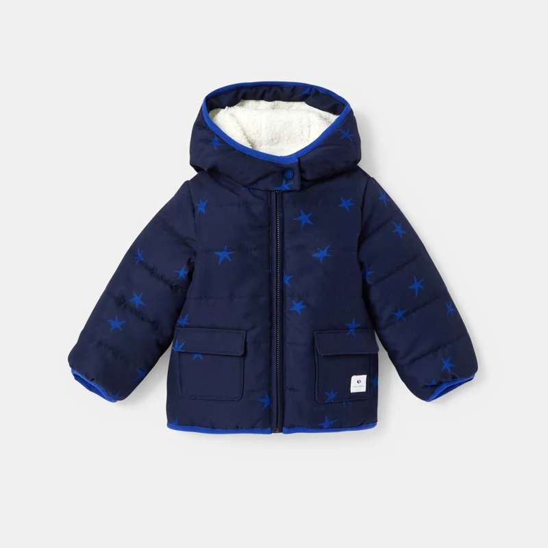 Doudoune à capuche imprimé étoiles bleue bébé garçon Absorba Bleu