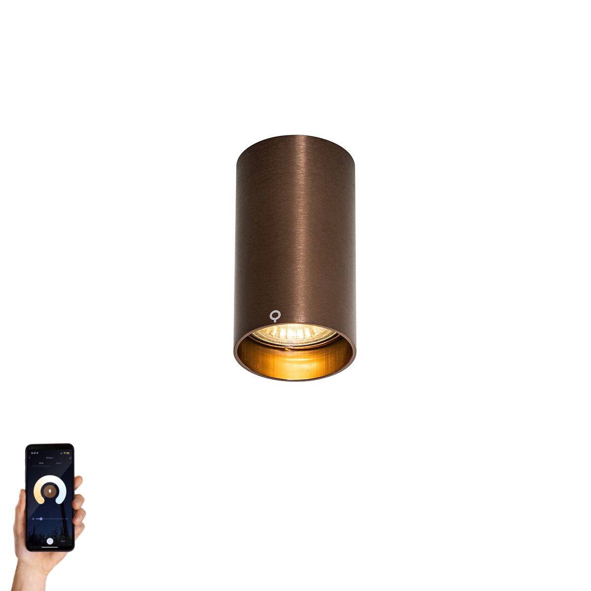 Smart opbouwspot donkerbrons incl. Wifi GU10 50 mm - Tuba