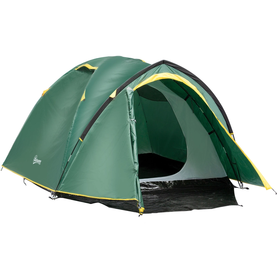 Outsunny Campingzelt für 3-4 Personen grün, gelb