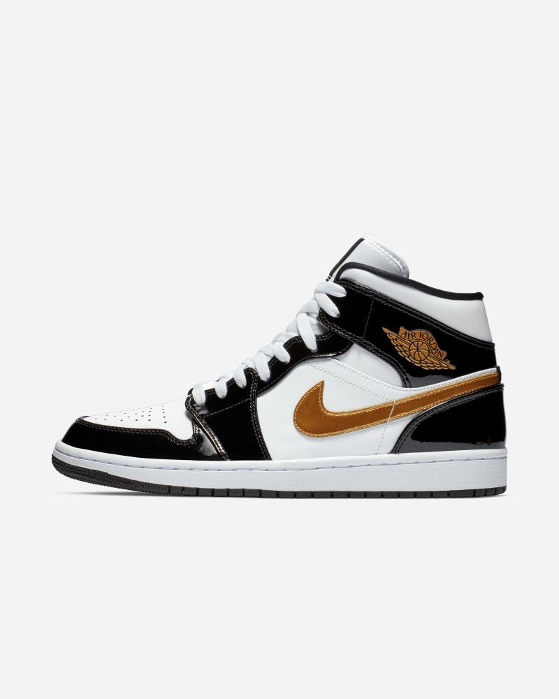 Chaussures Nike Air Jordan 1 Mid SE Noir/Blanc/Or pour homme