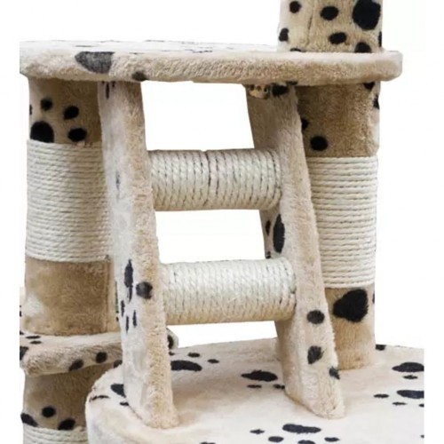 Arranhador XL para gatos, bege, com estampa de pata.
