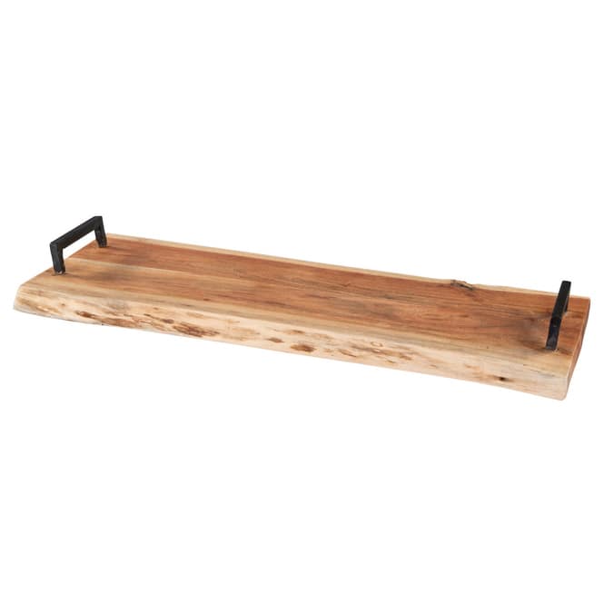 Deko-Holzbrett - braun - mit Griffen - ca. 55 x 20 x 5 cm