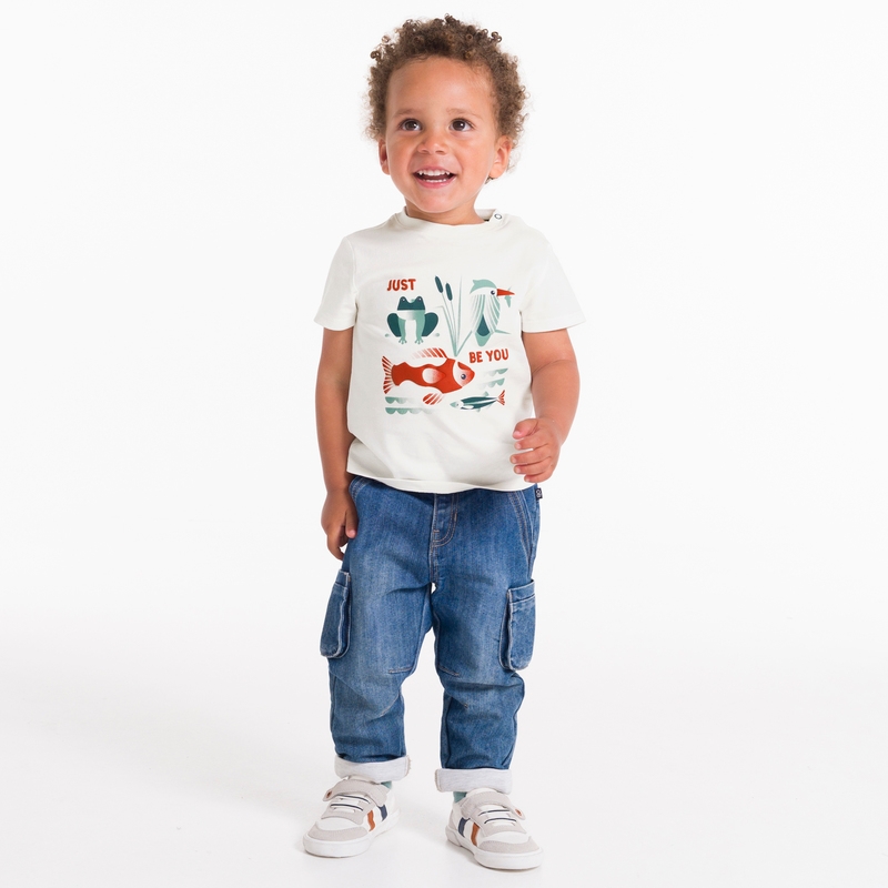 T-shirt animaux de la rivière blanc bébé garçon