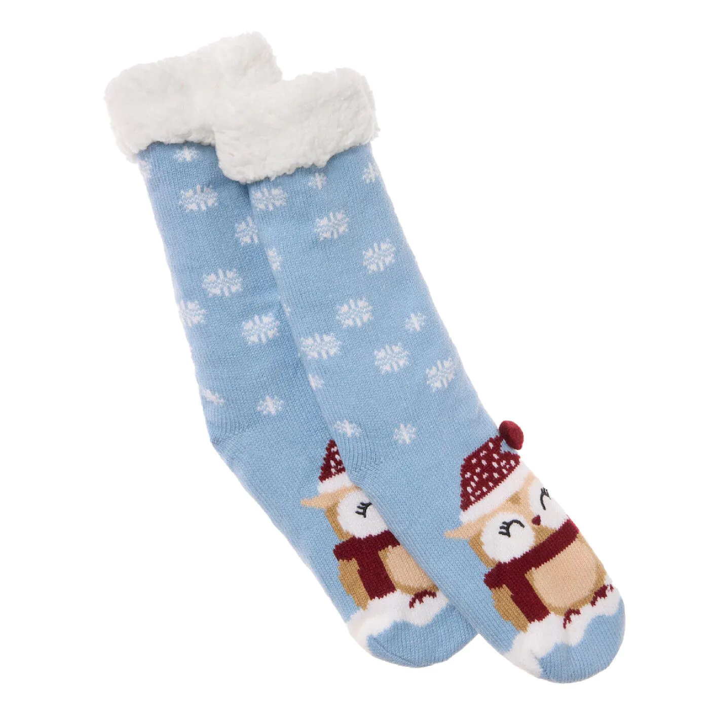 Norweger Socken Xmas, Eule/hellblau, Größe 35-42