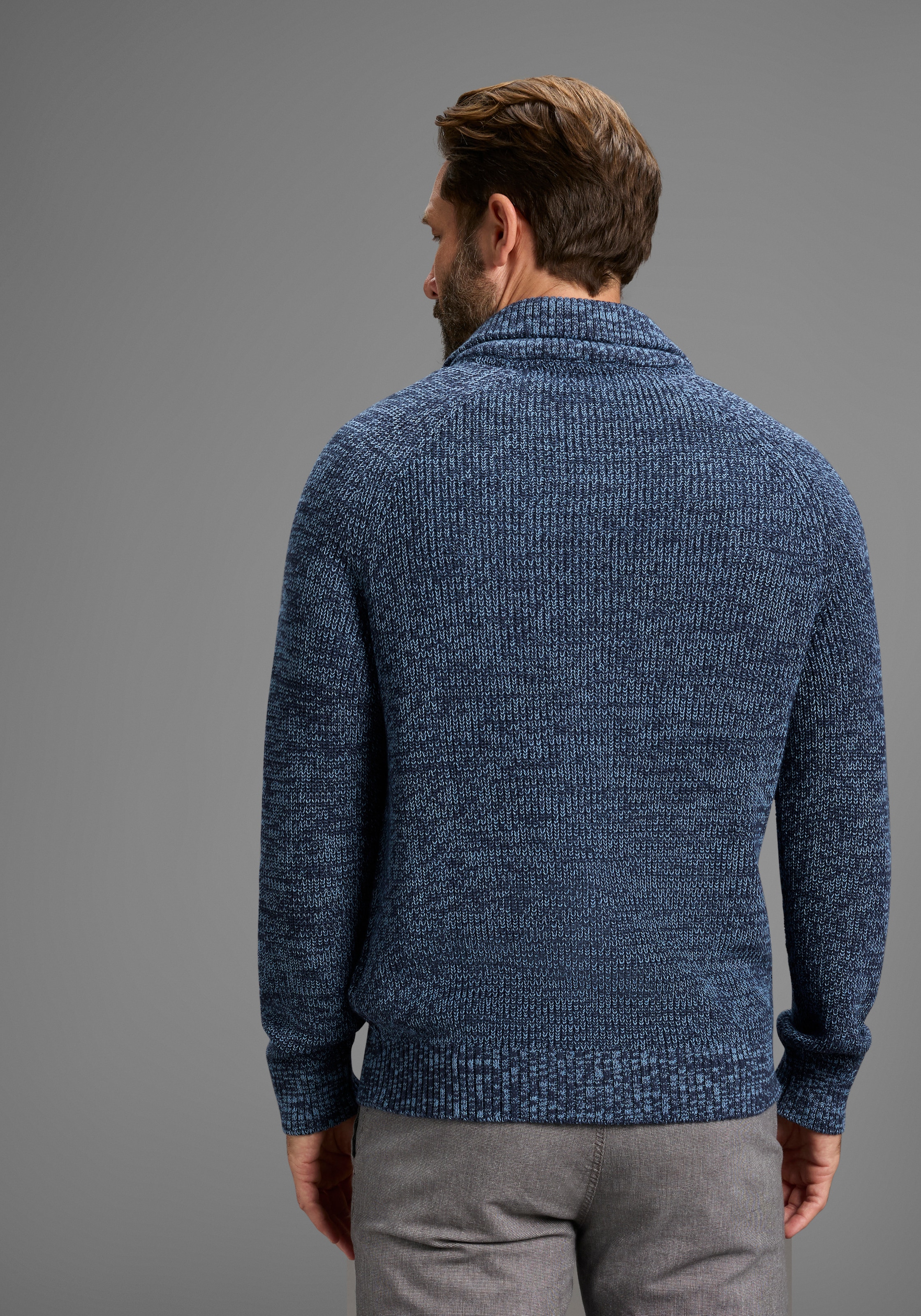 Man's World Strickjacke »Neue Kollektion! Mit Stehkragen & Reissverschluss«, melierte Optik ,weicher Griff, Perfekt für die kältere Jahreszeit