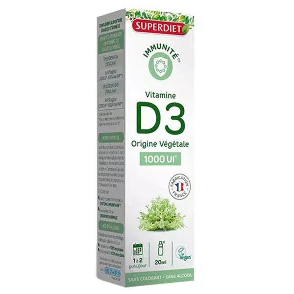 SuperDiet La Vitamine D3 Végétale 1000UI 20ml