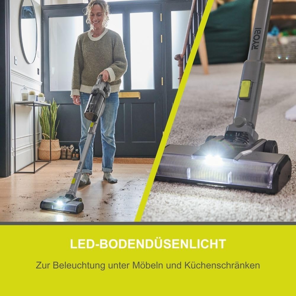 RYOBI 18 V ONE+ Brushless Akku-Staubsauger RSVS18BL-0, 90 AW Saugleistung, bürstenloser Motor, ohne Akku und Ladegerät, Anthrazit