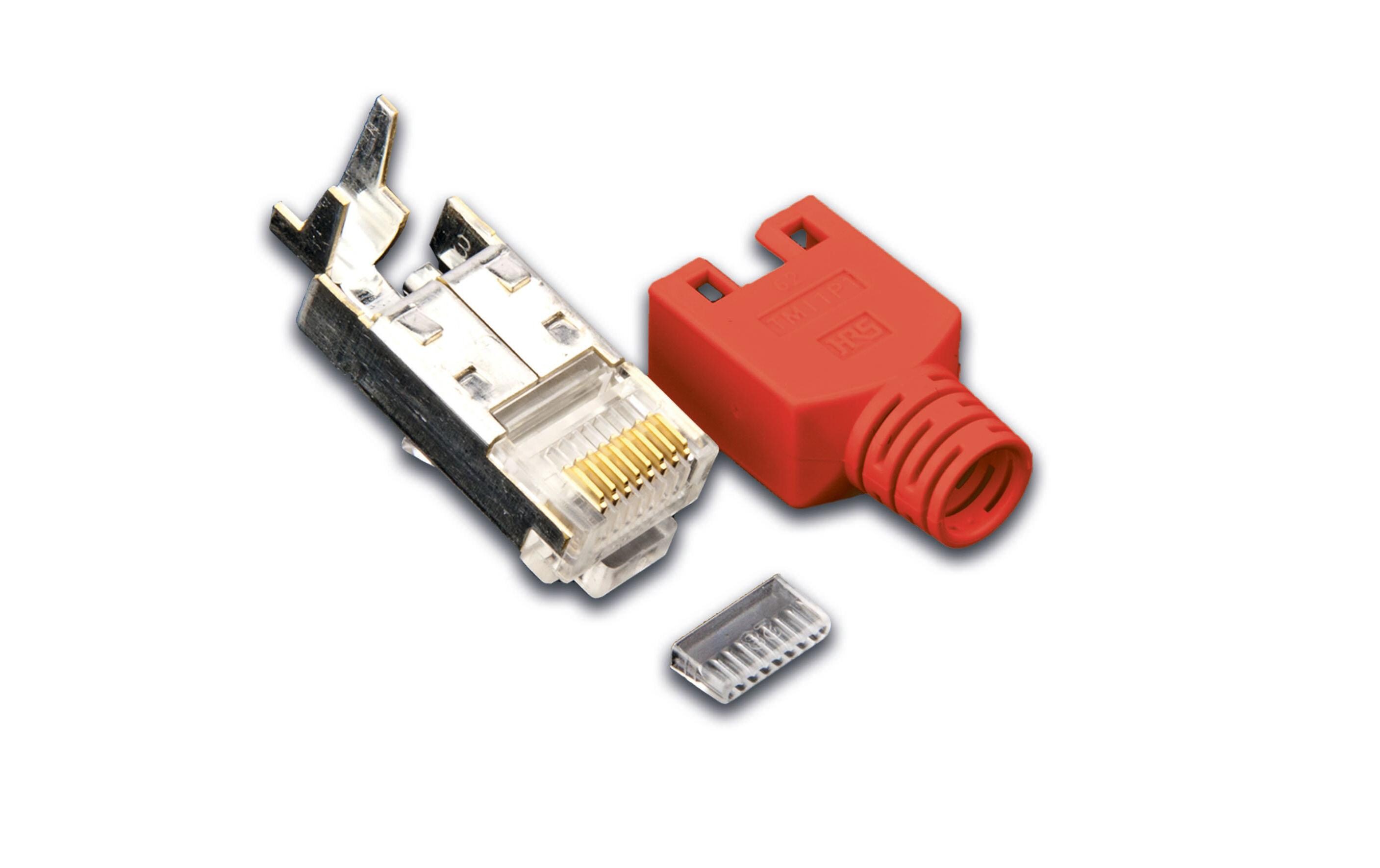 Stecker RJ45 Hirose TM11 50 Stück, RotRJ45 Hirose TM11 Cat.5e Stecker, 50er Pack, rot
